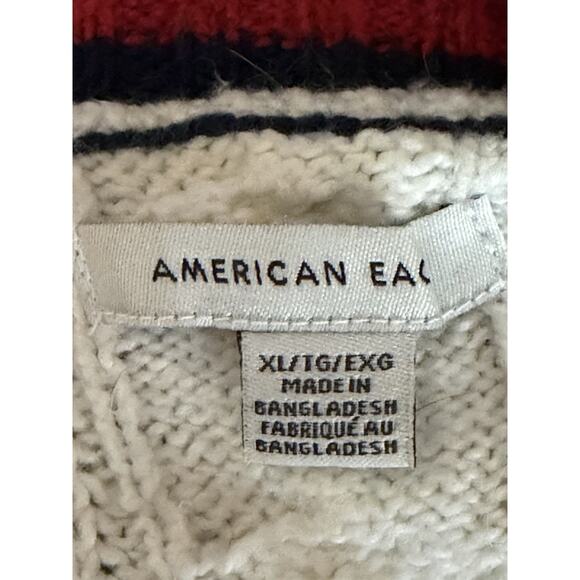 American Eagle Cardigan Sweater Womens XL Preppy Varsity Cable Knit Academia - Picture 6 of 10